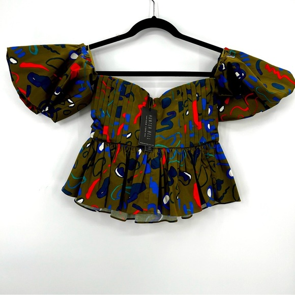 NWT Anthropologie Hunter Bell Rhea Tank Top Blouse Off Shoulder Ribbon Size 0 2 - Picture 8 of 16